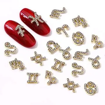 WOKOTO 48Pcs Zodiac Signs And Zodiac Letters Nail Charms For Nail Art 3D Zodiac Charms Gold And Silver Zodiac Nail Art Jewelrys For Jewelrys Making Nail Art Decorations For Acrylic Nails