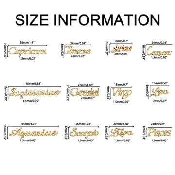 WOKOTO 48Pcs Zodiac Signs And Zodiac Letters Nail Charms For Nail Art 3D Zodiac Charms Gold And Silver Zodiac Nail Art Jewelrys For Jewelrys Making Nail Art Decorations For Acrylic Nails