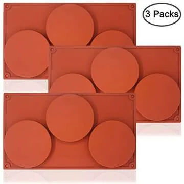 SourceTon 3-Cavity Large Round Silicone Disc Cake Mold, 3 PCS Pack Non-Stick Baking Molds Cake, Candy, Soap, Resin Art