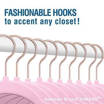 Premium Velvet Hangers with Rosegold Hooks - 30 Pack