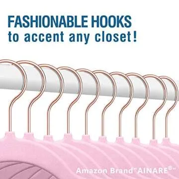 Premium Velvet Hangers with Rosegold Hooks - 30 Pack