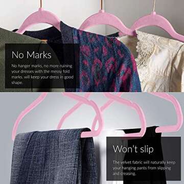 Premium Velvet Hangers with Rosegold Hooks - 30 Pack