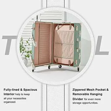 Unitravel Vintage Luggage Set 20 inch PU Leather Women Suitcase with 12 inch Handbag (Matcha Green)