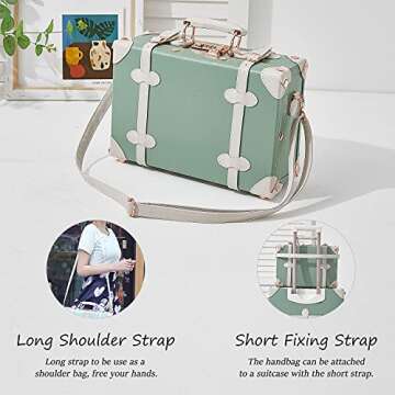 Unitravel Vintage Luggage Set 20 inch PU Leather Women Suitcase with 12 inch Handbag (Matcha Green)