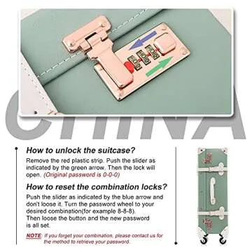 Unitravel Vintage Luggage Set 20 inch PU Leather Women Suitcase with 12 inch Handbag (Matcha Green)
