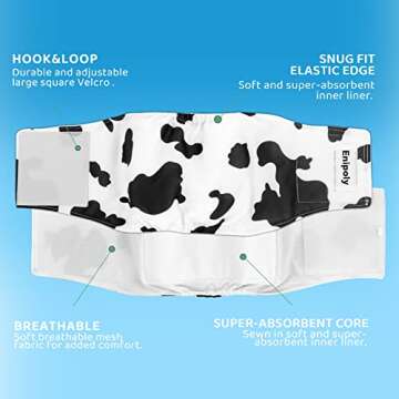 Enipoly High Absorbent Reusable Dog Diapers for Male Dogs