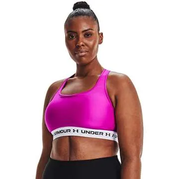 Under Armour Womens Crossback Mid Impact Sports Bra , Meteor Pink (660)/White , X-Small