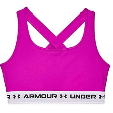 Under Armour Womens Crossback Mid Impact Sports Bra , Meteor Pink (660)/White , X-Small
