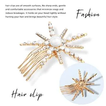 Elegant Blufly Star Hair Clip for Women with Pearl Accents