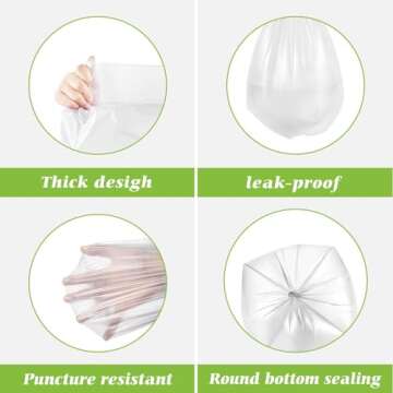 1.2 Gallon 80 Counts Strong Trash Bags Garbage Bags, Bathroom Trash Can Bin Liners, Small Plastic Bags for home office kitchen, fit 5-6 Liter, 0.8-1.6 and 1-1.5 Gal, Clear