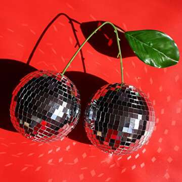 Cherry Disco Ball 2 Pack Mirror Cherry Shaped Disco Ball Decor Cherry Decor for Party, Room, Home, K...