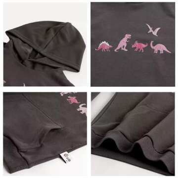 WELAKEN Dinosaur Print Hoodie Sweatshirts for Girls Toddler & Kids II Little Girl's Long Sleeve Pull...