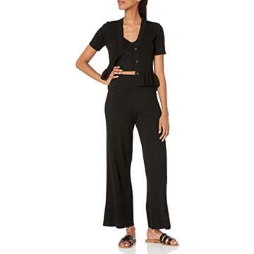 The Drop Women's Catalina Pull-On Rib Sweater Pant, Black, S