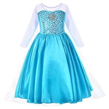 Party Chili Princess Costume for Girls Dress Up with Accessories Toddler Little Girls 3t 4t 3-4 Years 110 Sky Blue