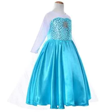 Party Chili Princess Costume for Girls Dress Up with Accessories Toddler Little Girls 3t 4t 3-4 Years 110 Sky Blue