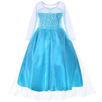 Party Chili Princess Costume for Girls Dress Up with Accessories Toddler Little Girls 3t 4t 3-4 Years 110 Sky Blue
