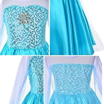 Party Chili Princess Costume for Girls Dress Up with Accessories Toddler Little Girls 3t 4t 3-4 Years 110 Sky Blue