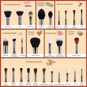 Jessup Makeup Brushes Set Professional 27 pcs Brush Makeup Premium Synthetic Foundation Contour Powd...