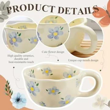 Vesici Cute Ceramic Flower Coffee Mug Set for Unique Gifts