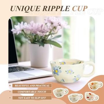 Vesici Cute Ceramic Flower Coffee Mug Set for Unique Gifts