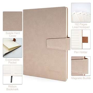 Hard Cover Journal Notebooks for Work, Professional Lined Leather Note Books for Note Taking, Meetin...