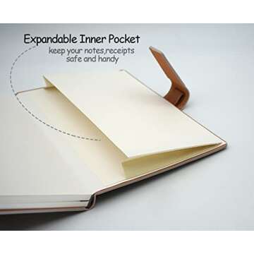 Hard Cover Journal Notebooks for Work, Professional Lined Leather Note Books for Note Taking, Meeting, Business, Office, Home, 192 Pages, 5.7 x 8.3 inch, 100gsm Thick Paper ( Khaki Beige)