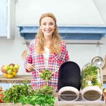 Seed Sprouting Kit, 2 Large Wide Mouth Mason Jars with Sprout Lids, Blackout Sleeves, Drain Tray, Stainless Steel Stand, Sprouts Growing Kit for Bean, Broccoli, Alfalfa (White)