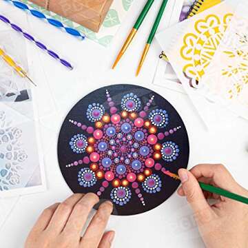 Mandala Dotting Tools Set - PGFUN 49 PCS Dot Painting Kit with Dotting Tools,Ball Stylus,Paint Tray and Brushes for Rocks Painting,Coloring,Nail Art,Drawing and Drafting