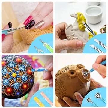 Mandala Dotting Tools Set - PGFUN 49 PCS Dot Painting Kit with Dotting Tools,Ball Stylus,Paint Tray and Brushes for Rocks Painting,Coloring,Nail Art,Drawing and Drafting