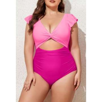 Eomenie Plus Size One Piece Swimsuit with Tummy Control