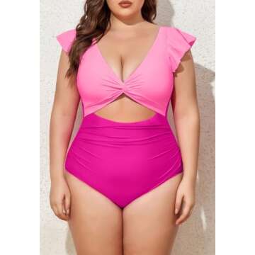 Eomenie Plus Size One Piece Swimsuit with Tummy Control