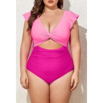 Eomenie Plus Size One Piece Swimsuit with Tummy Control