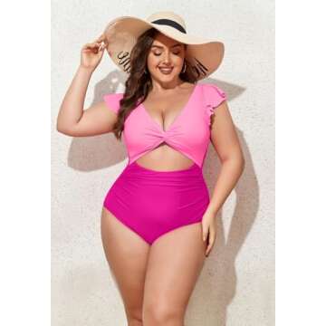 Eomenie Plus Size One Piece Swimsuit with Tummy Control