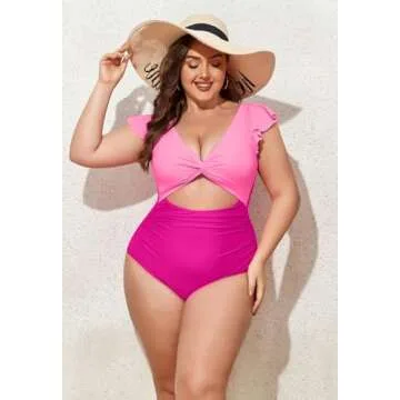 Eomenie Plus Size One Piece Swimsuit with Tummy Control