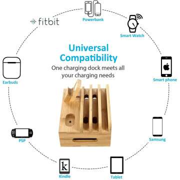 Bamboo Charging Station Dock for Multiple Devices