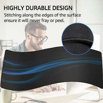 KTRIO Large Gaming Mouse Pad with Stitched Edges, Extended Mousepad with Superior Micro-Weave Cloth, Non-Slip Base, Water Resist Keyboard Pad, Desk Mat for Gamer, Office & Home, 31.5 x 15.7 in, Black