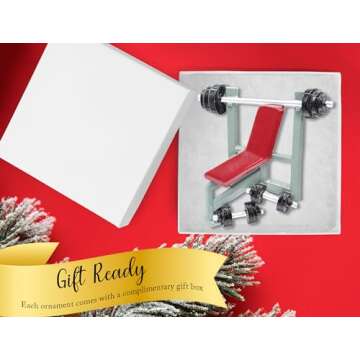 UniqXmas Personalized Workout Christmas Ornament 2024 | Weightlifting Gym Chair Barbell & Dumbbell f...