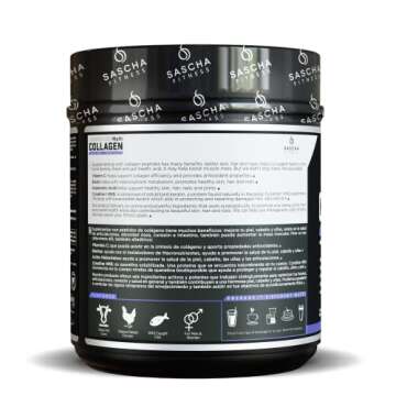 SASCHA FITNESS Hydrolyzed Multi Collagen Peptides Tipes 1,2 & 3 |Hyaluronic Acid|Biotin Cynatine HSN|Vitamin C & E |for Hairs, Skin & Bone Support|Chocolate Flavor