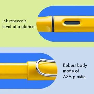 LAMY safari yellow - Fountain Pen with ergonomic grip & polished steel nib in size F - ideal for any Writing & Calligraphy - including LAMY T 10 blue cartridge - Right-Handed