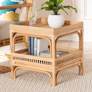 Bali & Pari Lombok Natural Rattan End Table | Elegant & Functional