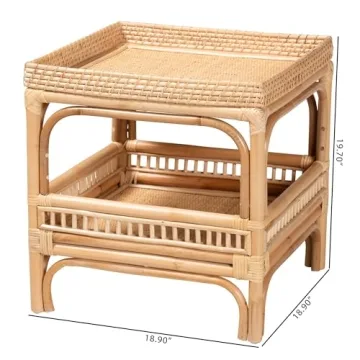 Bali & Pari Lombok Natural Rattan End Table | Elegant & Functional