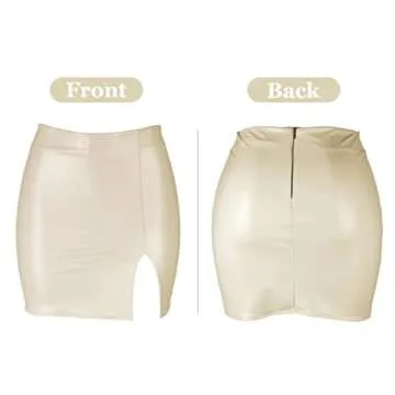 FEOYA Women's Elastic High Waist A-Line Skirt with Shorts Pockets Skort Side Slit Mini Skirt Nude, Medium