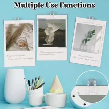 50 Pcs Self Adhesive Clips,Wall Clips for Hanging,Sticky Clips Tapestry Clips Photo Picture Poster Clips Plastic Spring Clips Hanging for Paper Tapestry Hangers Home and Office Christmas Decor(Clear)