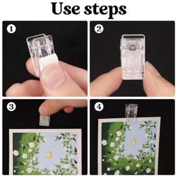 50 Pcs Self Adhesive Clips,Wall Clips for Hanging,Sticky Clips Tapestry Clips Photo Picture Poster Clips Plastic Spring Clips Hanging for Paper Tapestry Hangers Home and Office Christmas Decor(Clear)