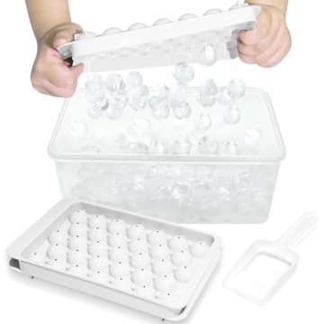 WIBIMEN Round Ice Cube Tray with Lid and Storage Bin