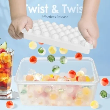 WIBIMEN Round Ice Cube Tray with Lid and Storage Bin