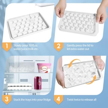 WIBIMEN Round Ice Cube Tray with Lid and Storage Bin