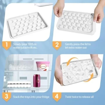 WIBIMEN Round Ice Cube Tray with Lid and Storage Bin