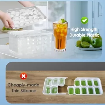 WIBIMEN Round Ice Cube Tray with Lid and Storage Bin