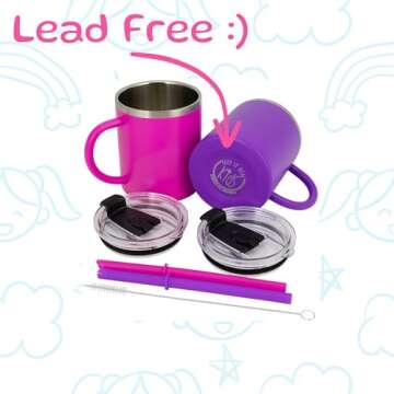 Real Deal Steel "Keep it Real Kids Mugs - 100% Lead and BPA Free Kids Coffee Mug for Hot Chocolate - Set of 2